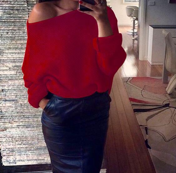 Damen lässiger Pullover mit weitem Schnitt und offener Schulter ModeGeist