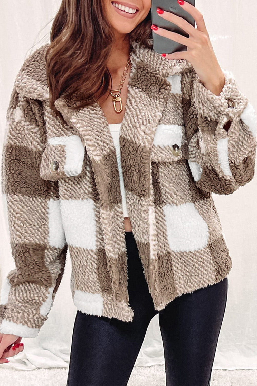 ModeGeist | Weiche Teddyjacke mit Muster Komfortabel und Stilvoll Perfekt für Den Alltag