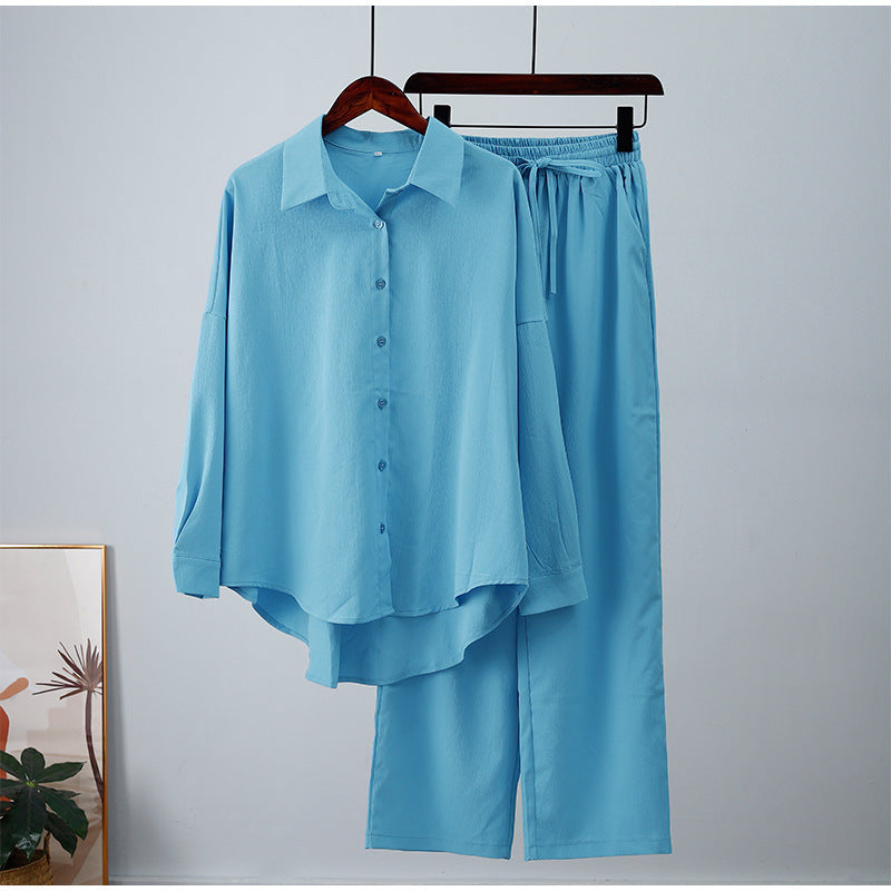 Fudus | Einfarbige Langarm Bluse und Hose im europäischen und amerikanischen Freizeit-Stil