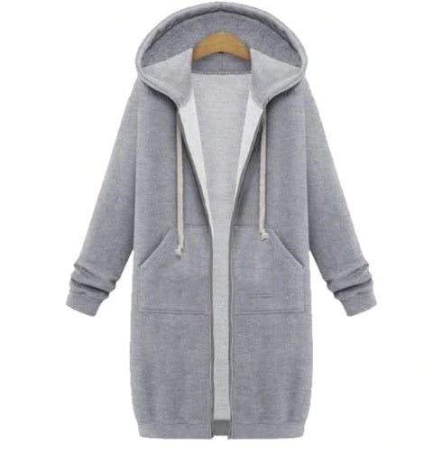 Damen-Sweatshirt von Fudus: Lang geschnitten und mit Reißverschluss