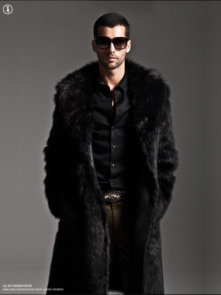 Herren Eleganter Kunstfell-Mantel ModeGeist