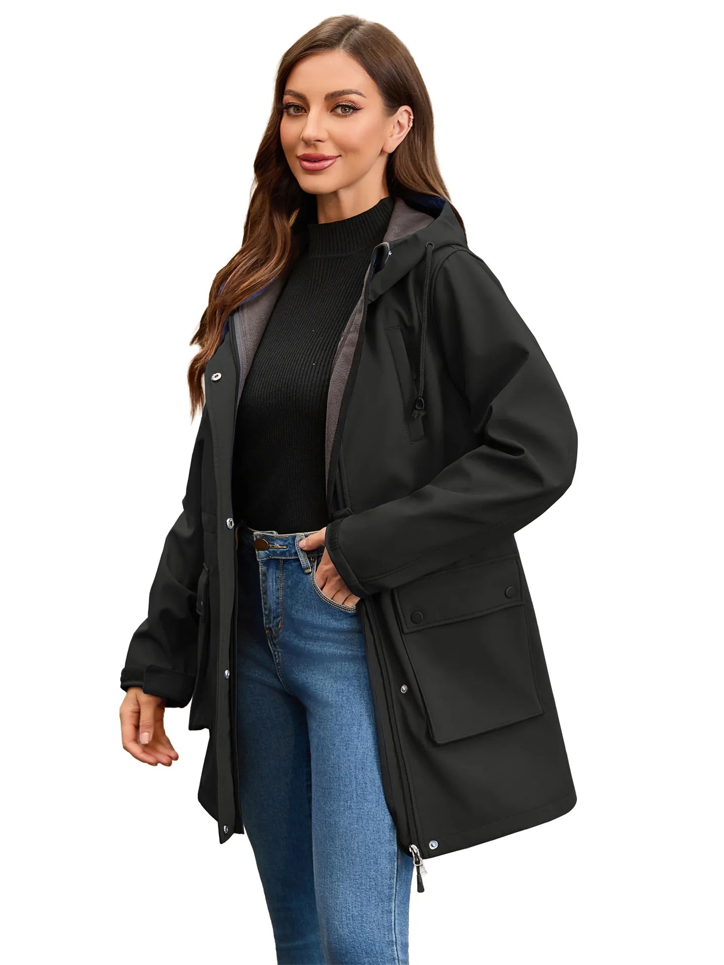 ModeGeist | Wasserdichte Softshell-Damenjacke mit Kapuze