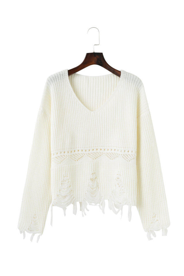 Damen Pullover mit lässigem Fransen-Design ModeGeist