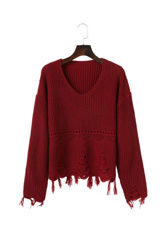 Damen Pullover mit lässigem Fransen-Design ModeGeist