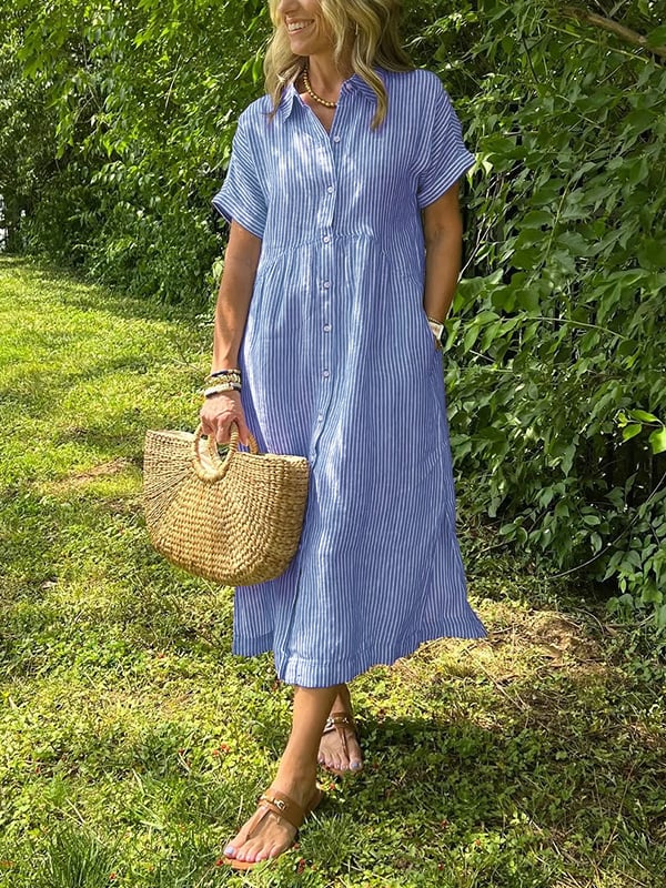 MODEGEIST Damen Bluse Gestreift Klassische Passform