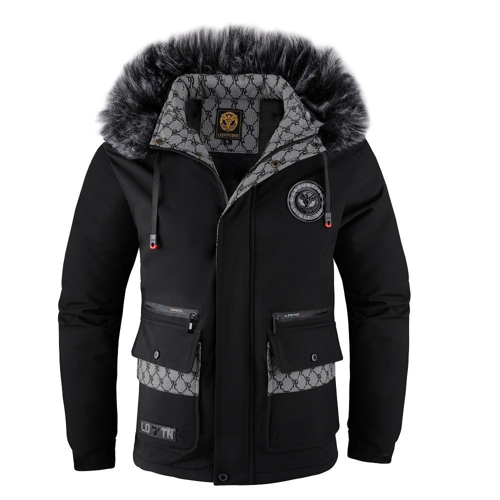 ModeGeist | Herrenjacke mit Abnehmbarer, Pelzgefütterter Kapuze