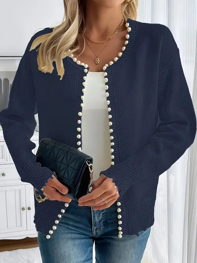 ModeGeist | Strickjacke für Damen, elegant & mit Perlen