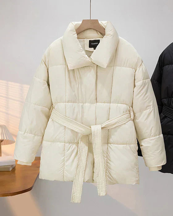 ModeGeist | Wattierte Jacke mit Revers In Schlichter Farbe