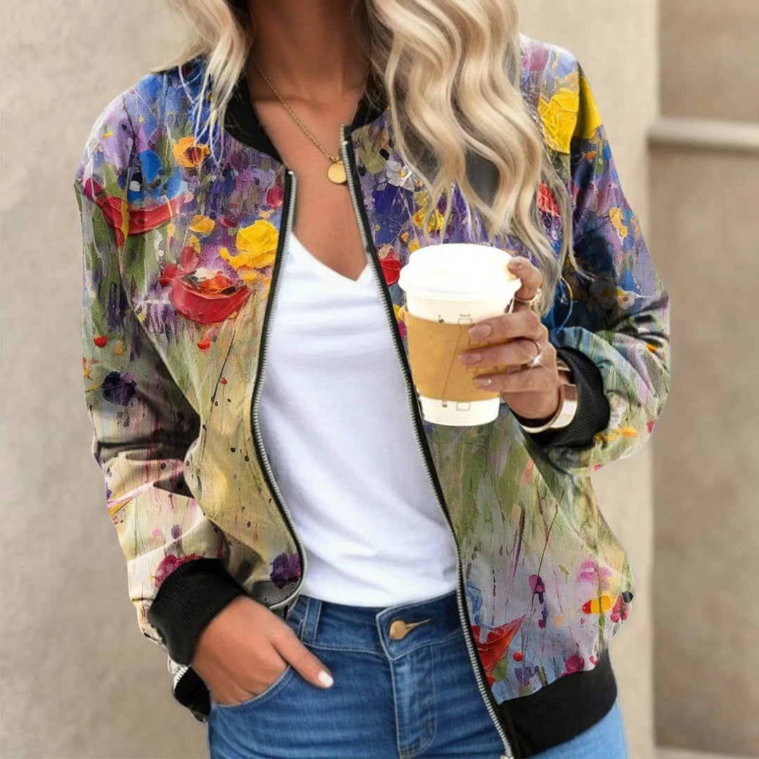 ModeGeist | Blazer mit Lebhaften Blumen für Frauen