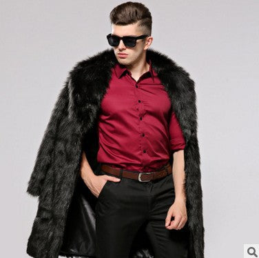 Herren Modischer Kunstpelzmantel mit elegantem Schnitt und festem Revers ModeGeist