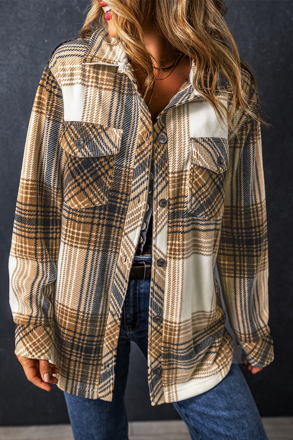 ModeGeist | Lang Karierte Shirtjacke Baumwollmischung Zeitlos und Vielseitig