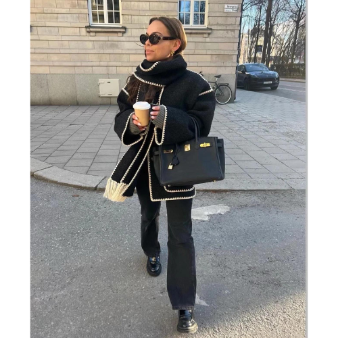 ModeGeist | Damen Warmer Lockerer Wickelkragen Mantel Winter