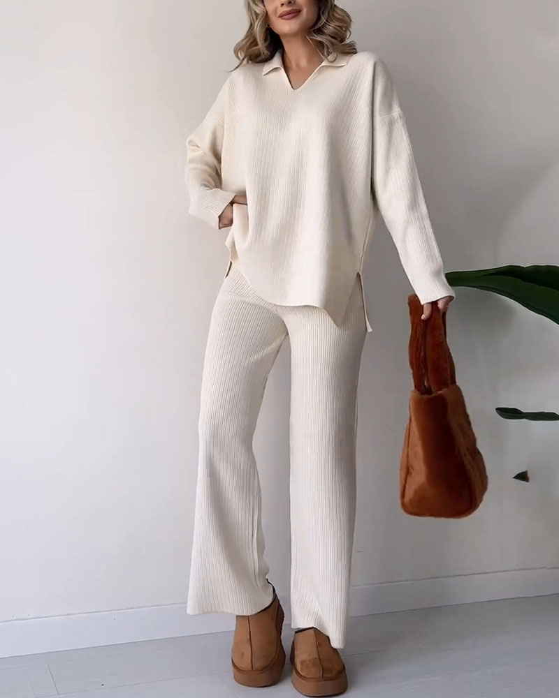 ModeGeist | Lässiges Gestricktes Zwillings-Set
