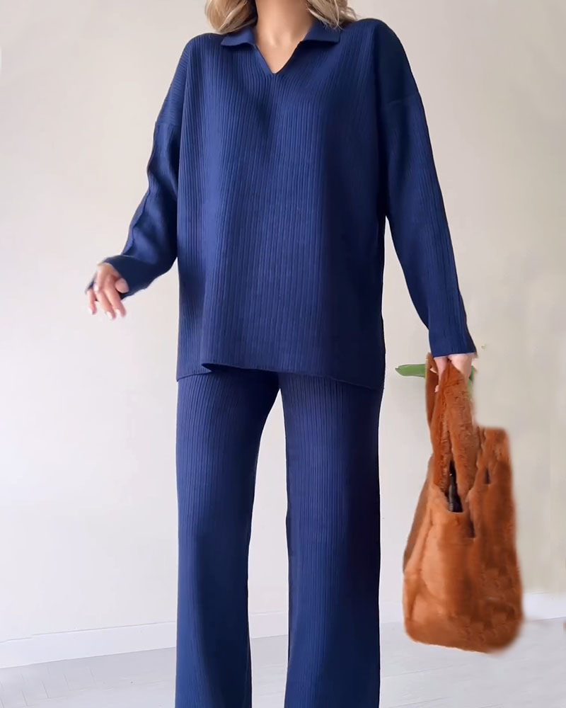 ModeGeist | Lässiges Gestricktes Zwillings-Set