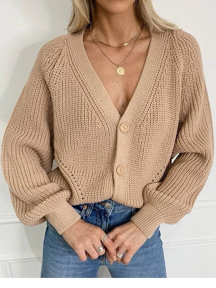 ModeGeist | Strickjacke mit Puffärmeln