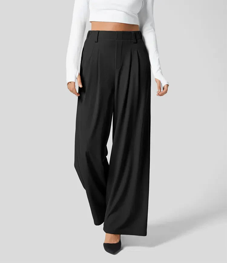 Damen-Waffelhose mit weitem Bein, Modell Lena