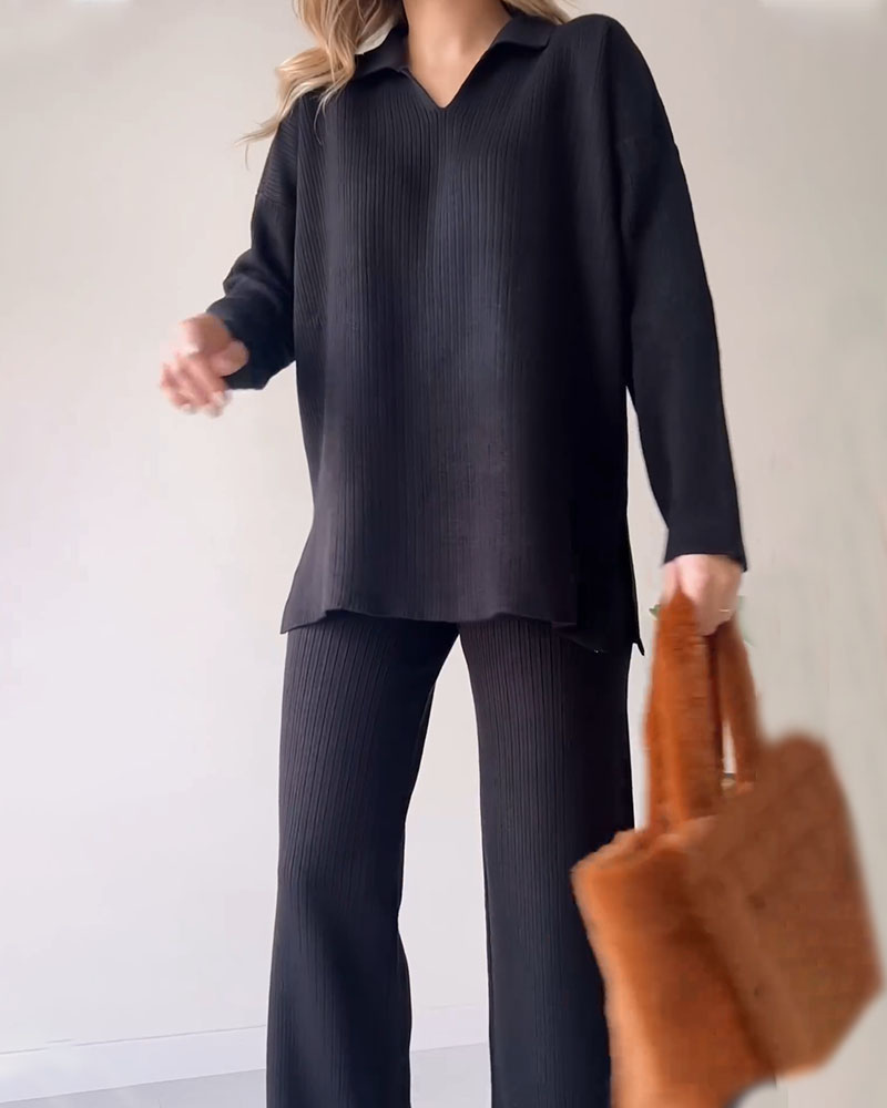 ModeGeist | Lässiges Gestricktes Zwillings-Set