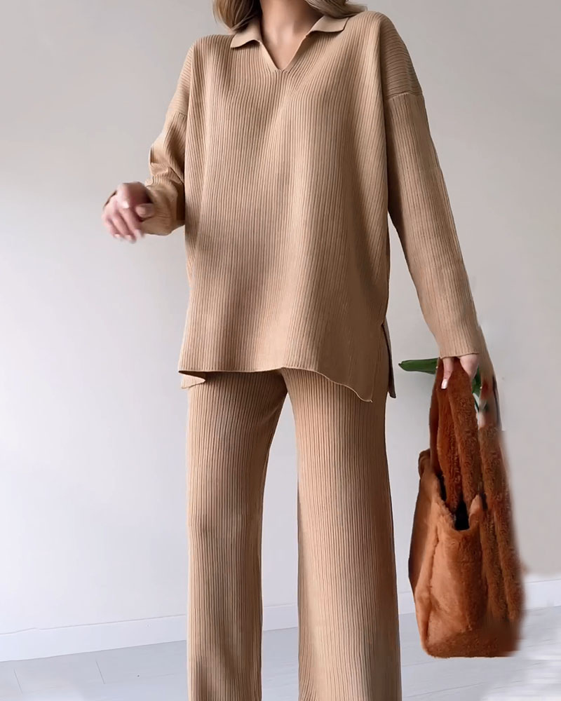 ModeGeist | Lässiges Gestricktes Zwillings-Set