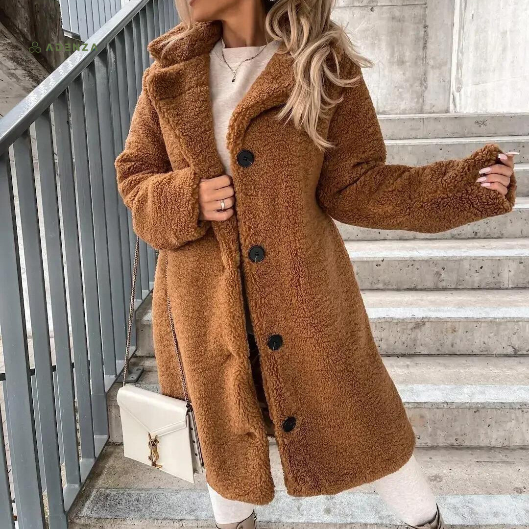 ModeGeist | Teddy Mantel - Weich Undwarm - Oversized Passform - Knopfverschluss - Reverskragen