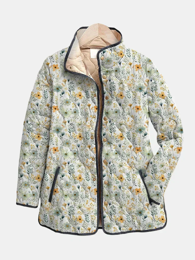 MODEGEIST Damen Steppjacke Blumenmuster Leicht Rosa