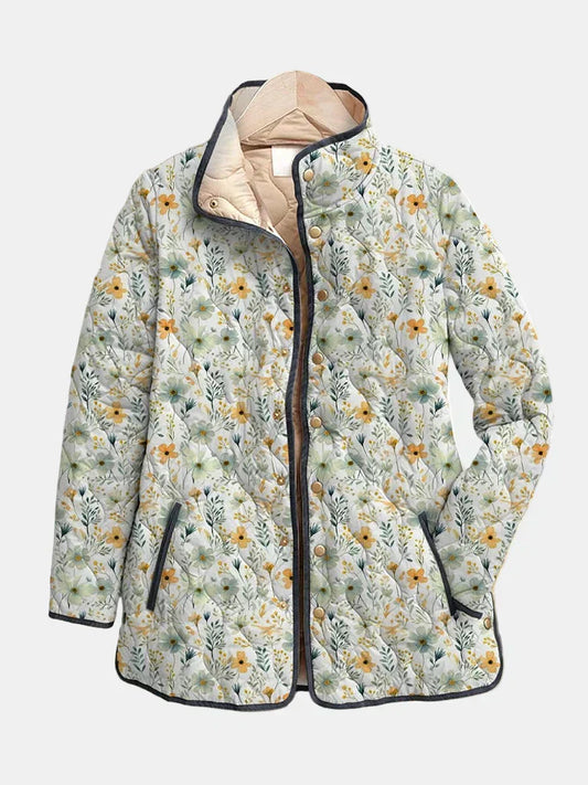 MODEGEIST Damen Steppjacke Blumenmuster Leicht Rosa
