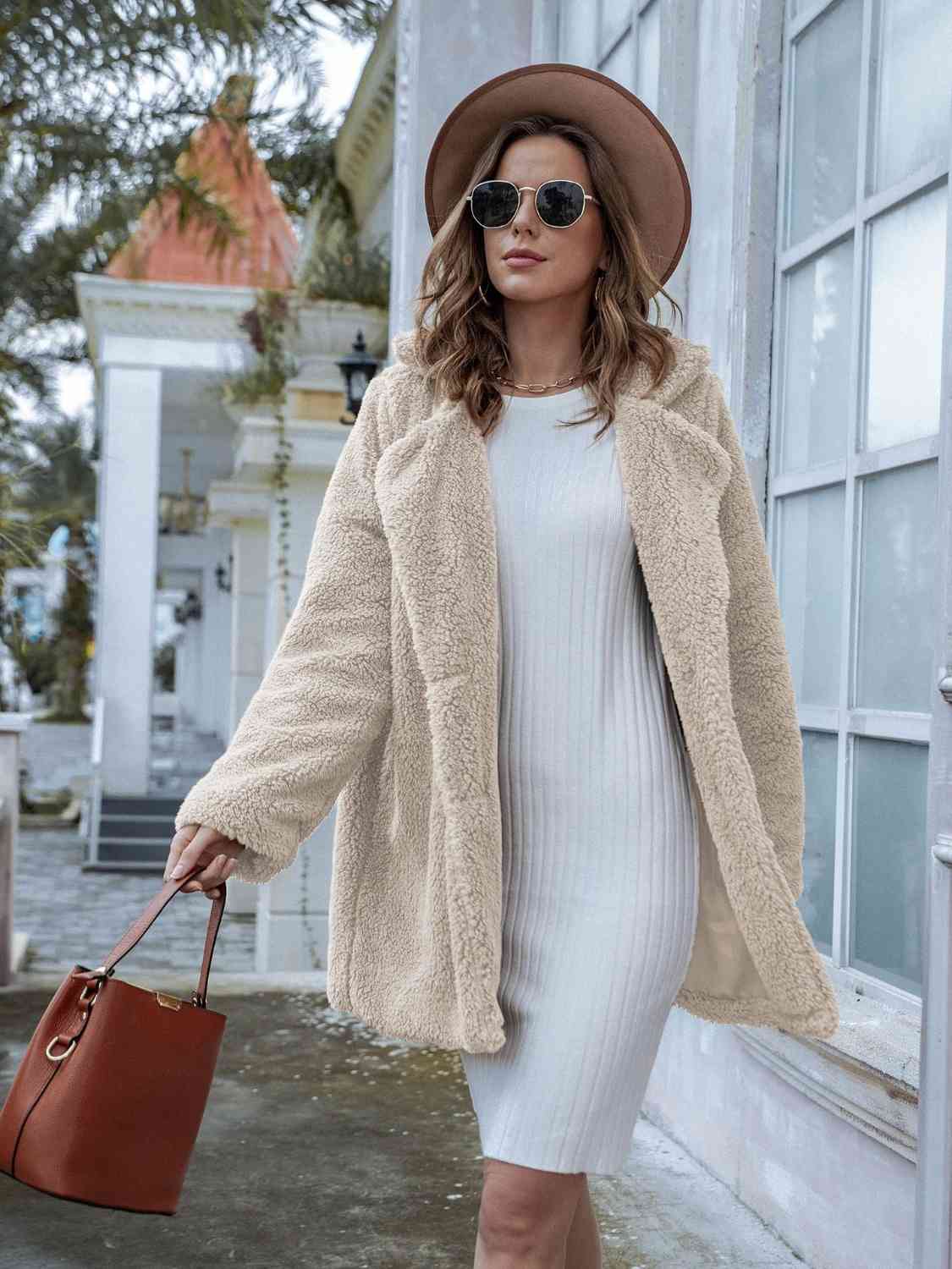 ModeGeist | Langarm Teddy Mantel mit Taschen