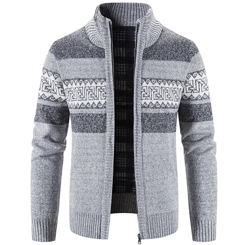 Herren-Strickjacke mit Reißverschluss im griechischen Muster