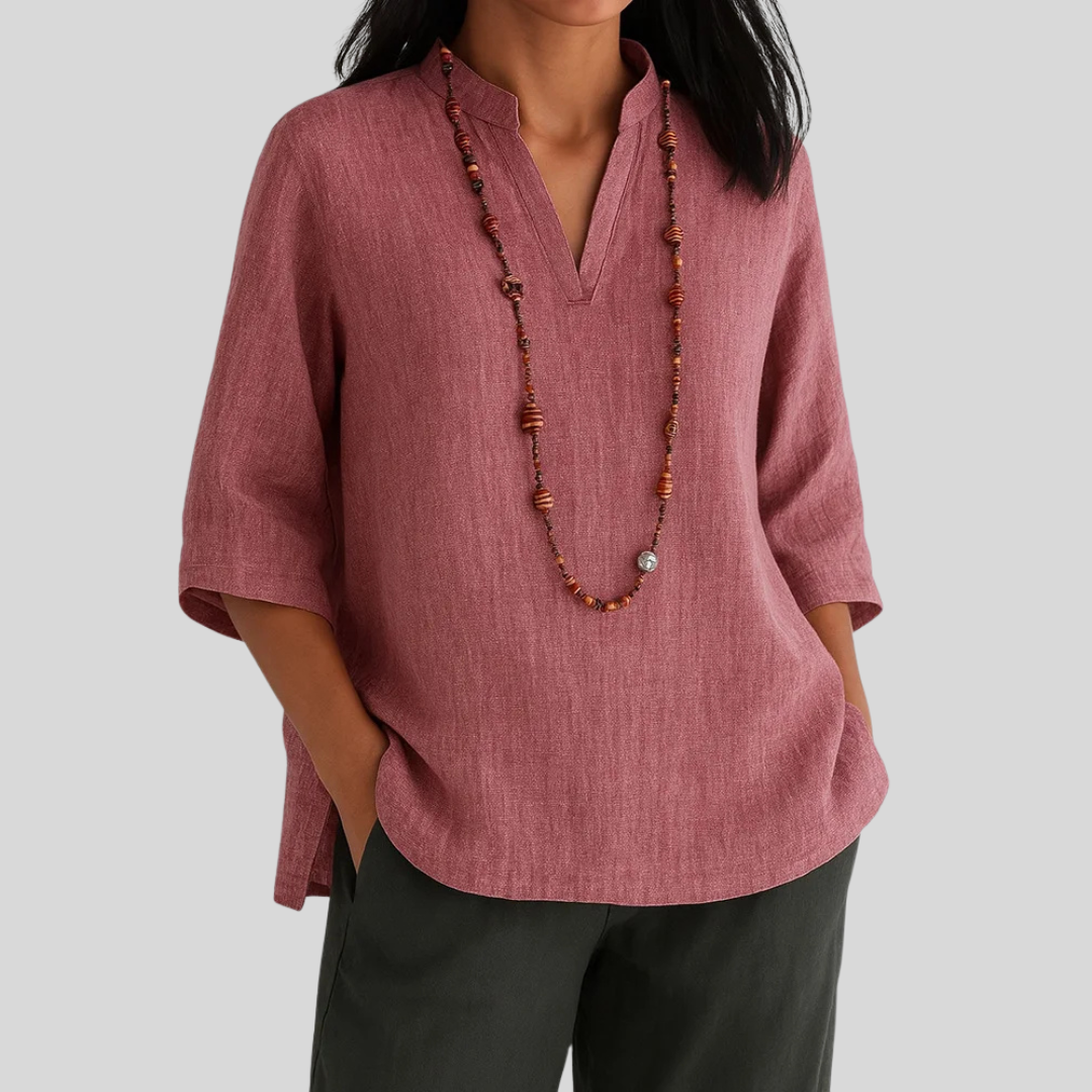 MODEGEIST Damen Bluse Relaxed Fit Hellgrün Leicht