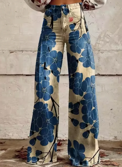 Weite Hose von Paola mit buntem Druck
