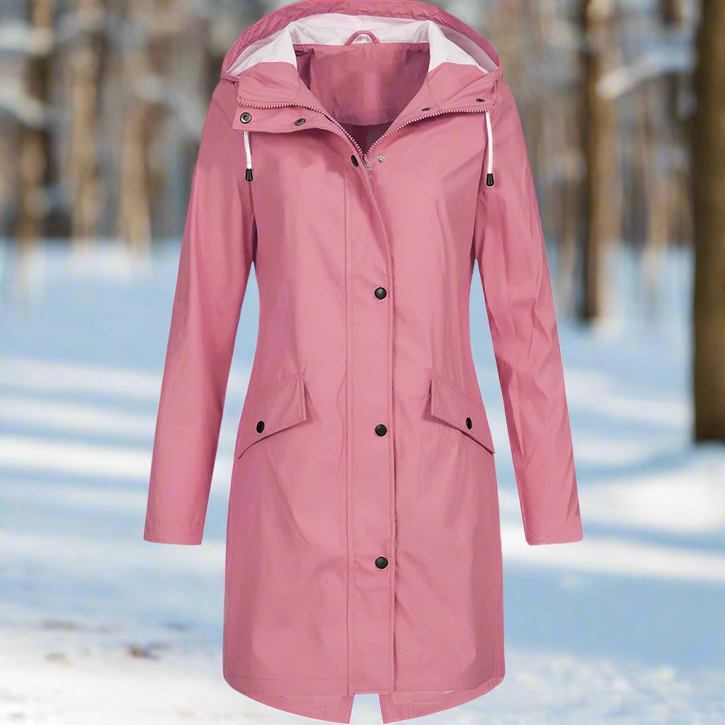 ModeGeist | Kapuzen-Regenjacke - Lockere Passform Mid-Thigh Regenjacke