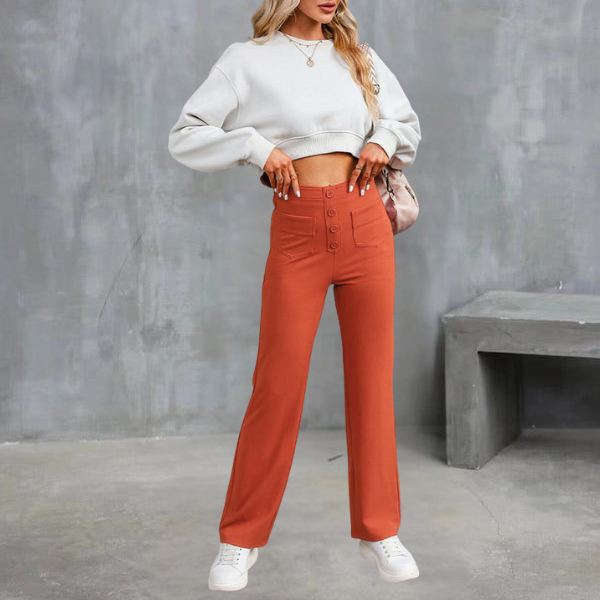 UNNA - Bequeme Hose mit hohem Bund und elastischem Bund