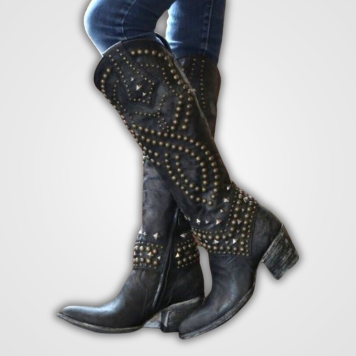 ModeGeist | Lange Stiefel mit Nieten-Design