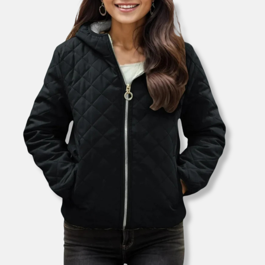 ModeGeist | Gepolsterte Jacke - Lockere Passform - Diamantsteppung - Kapuze - Elastischer Saum