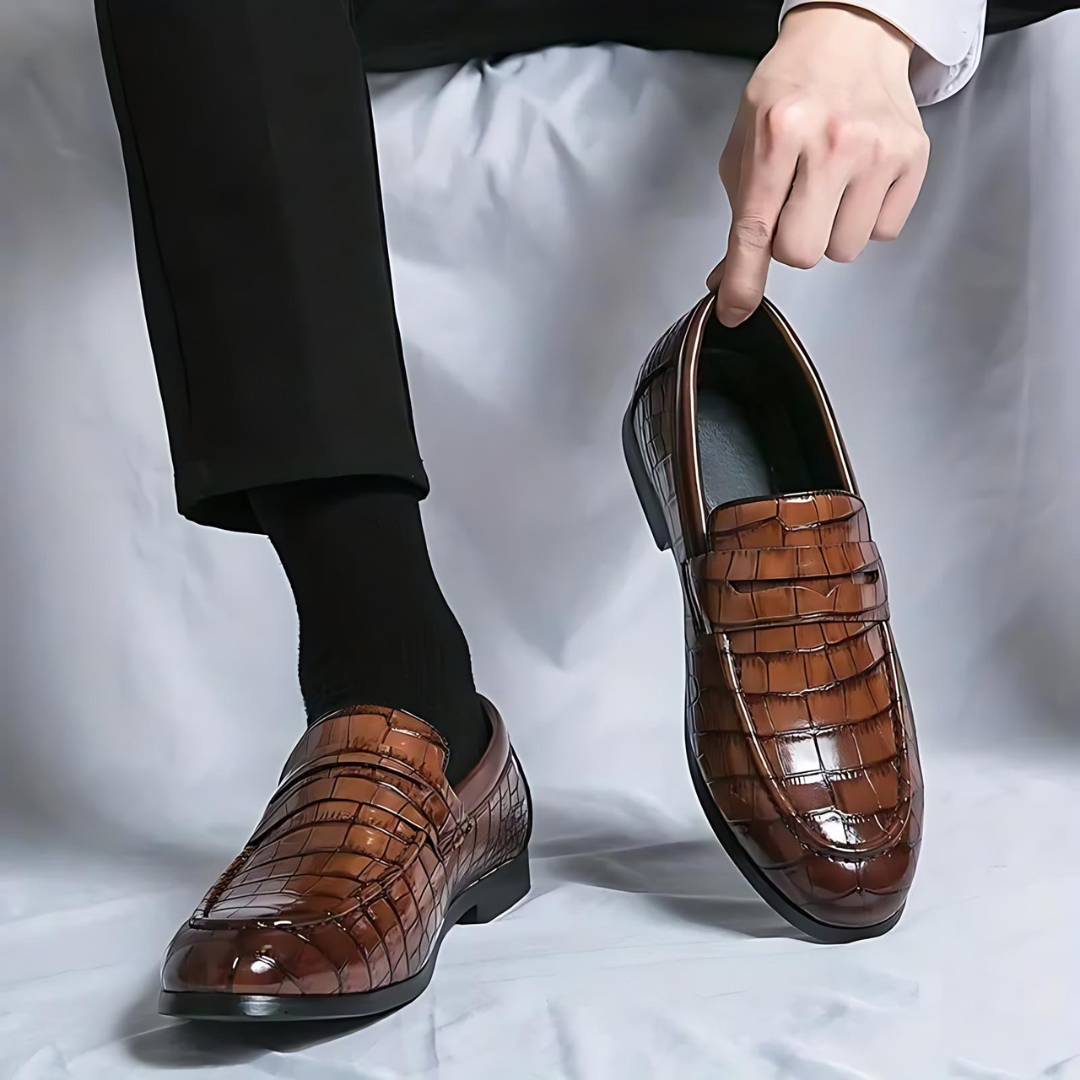 Herren-Loafer aus Leder mit Kroko-Prägung: Julius Luxusmodell