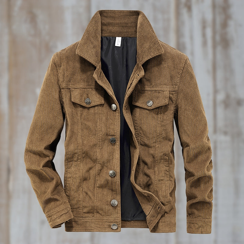 ModeGeist | Cordjacke mit Knopfverschluss Baumwollmischung Zeitloses Design