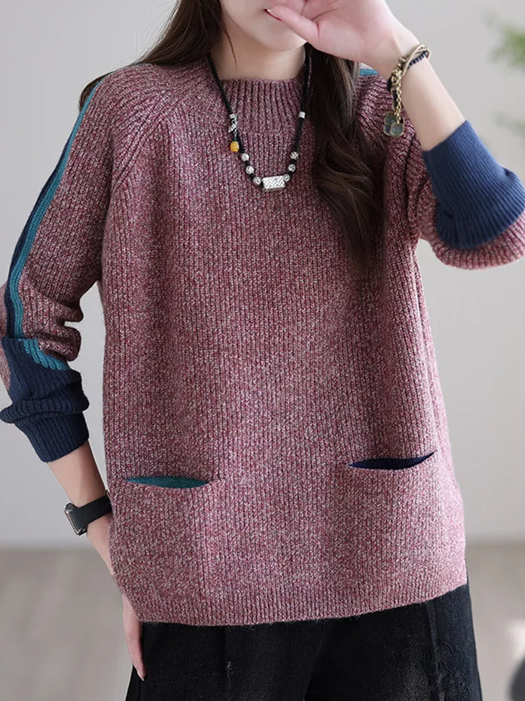 Damen Sweatshirt mit Taschen im eleganten Vintage-Stil von Fudus