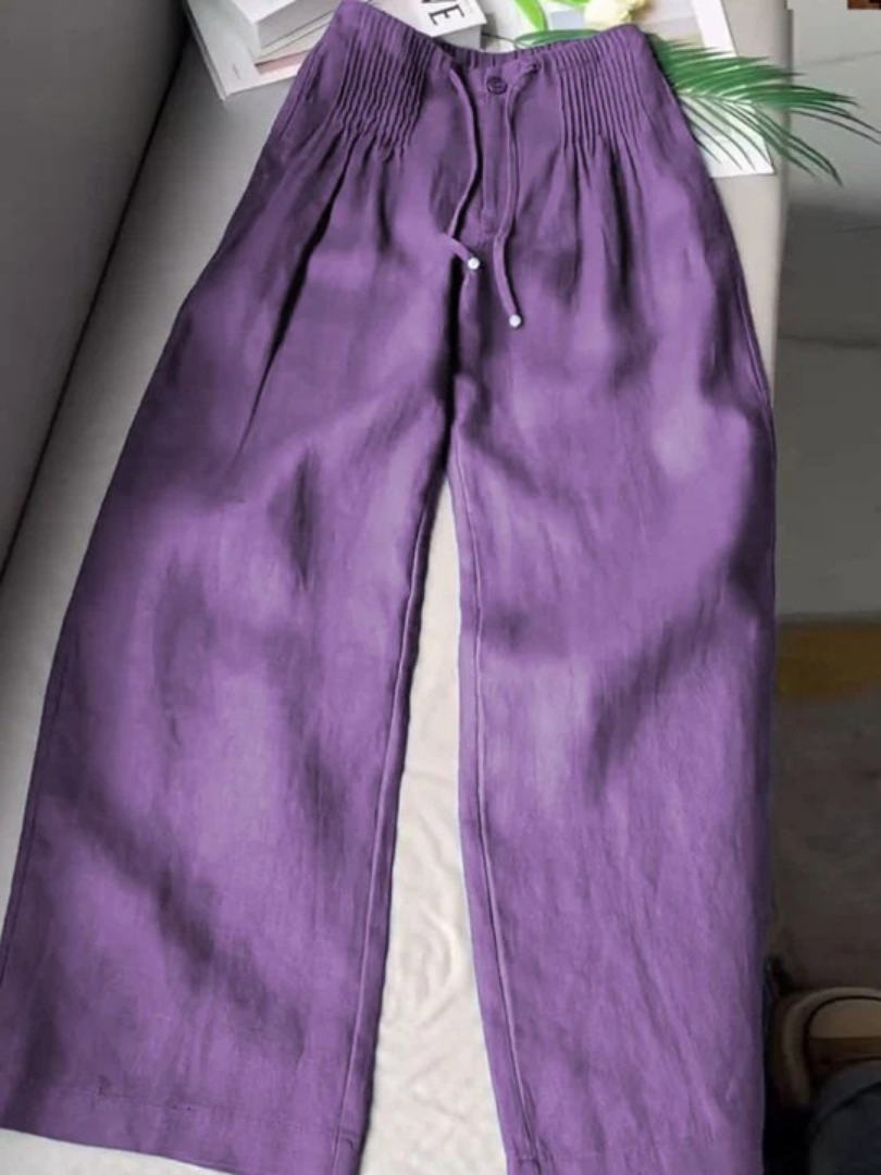 MODEGEIST Damen Wide-Leg Hose Elastikbund Leicht Fließend Entspannt