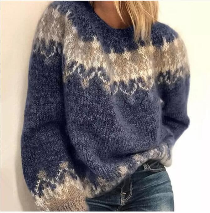 ModeGeist | Strickpullover - Weiche Wollmischung - Nordisches Muster - Lässige Passform