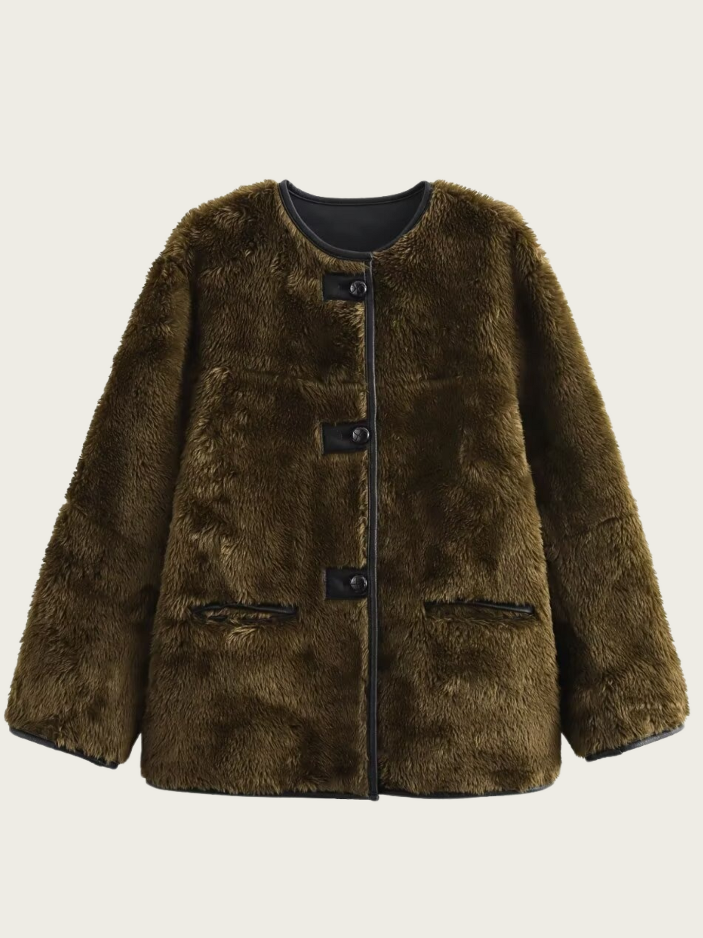 ModeGeist | Damen Teddyjacke mit Knopfverschluss