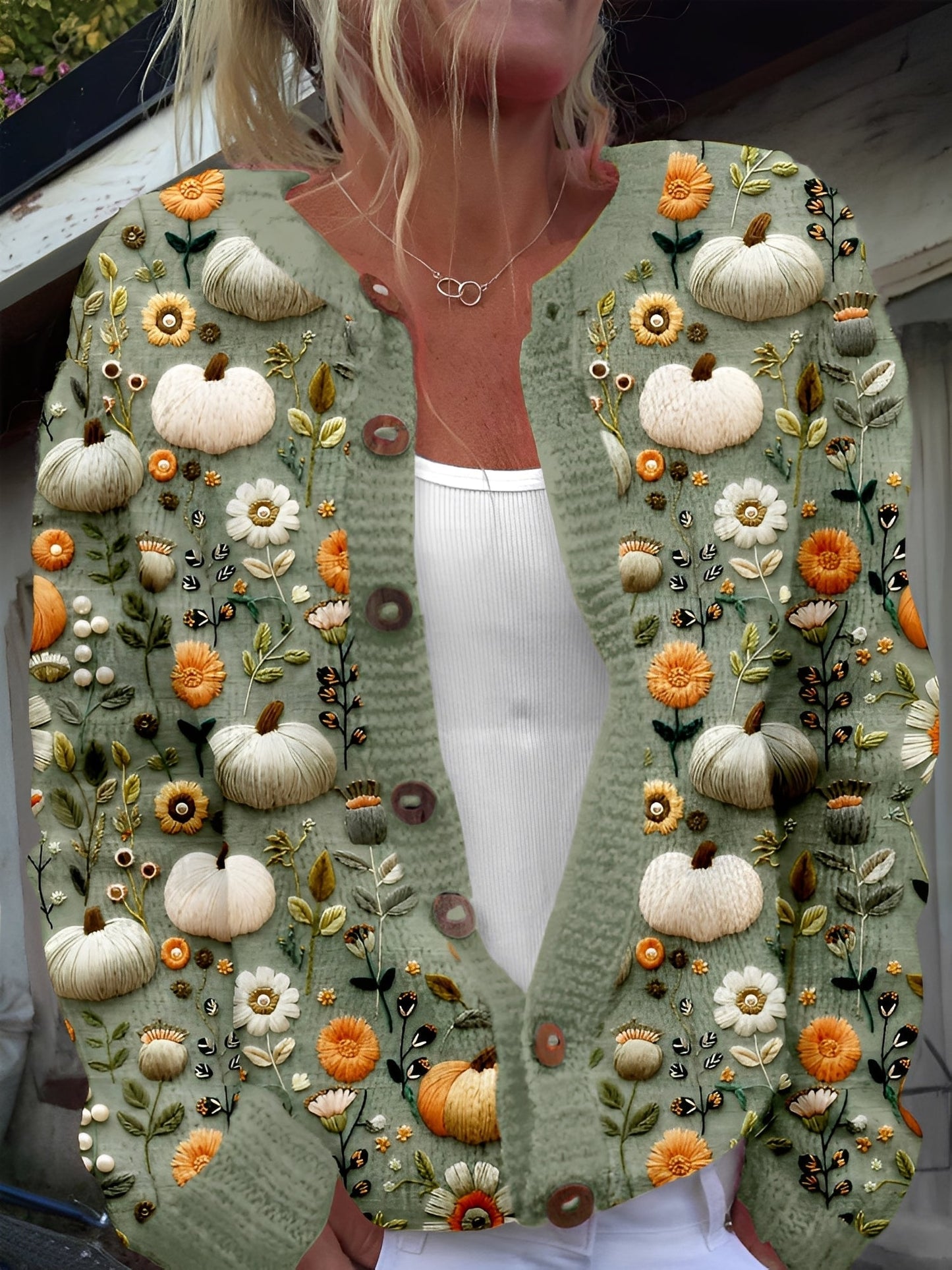 ModeGeist | Stilvolle Strickjacke mit Blumenmuster für Frauen