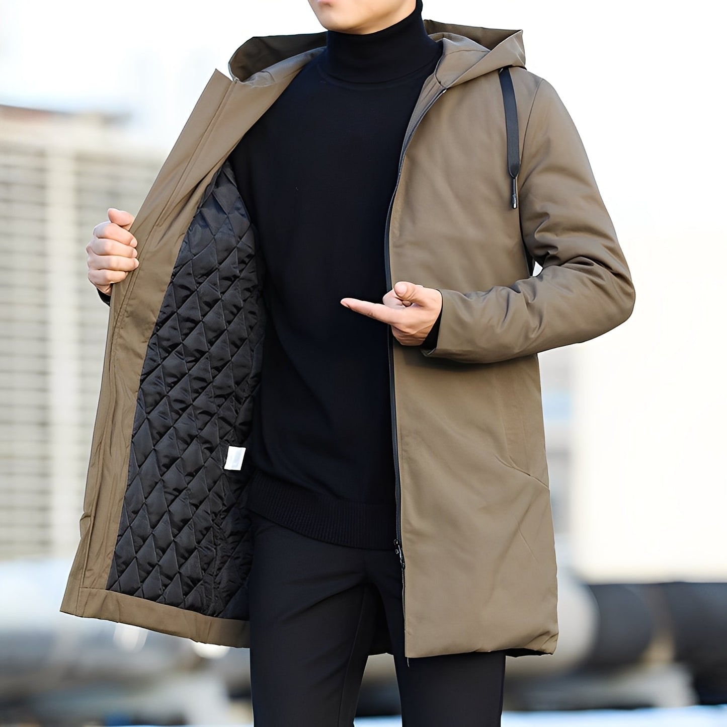 ModeGeist | Lässige, dicke, wasserdichte Jacke mit Kapuze für Herren