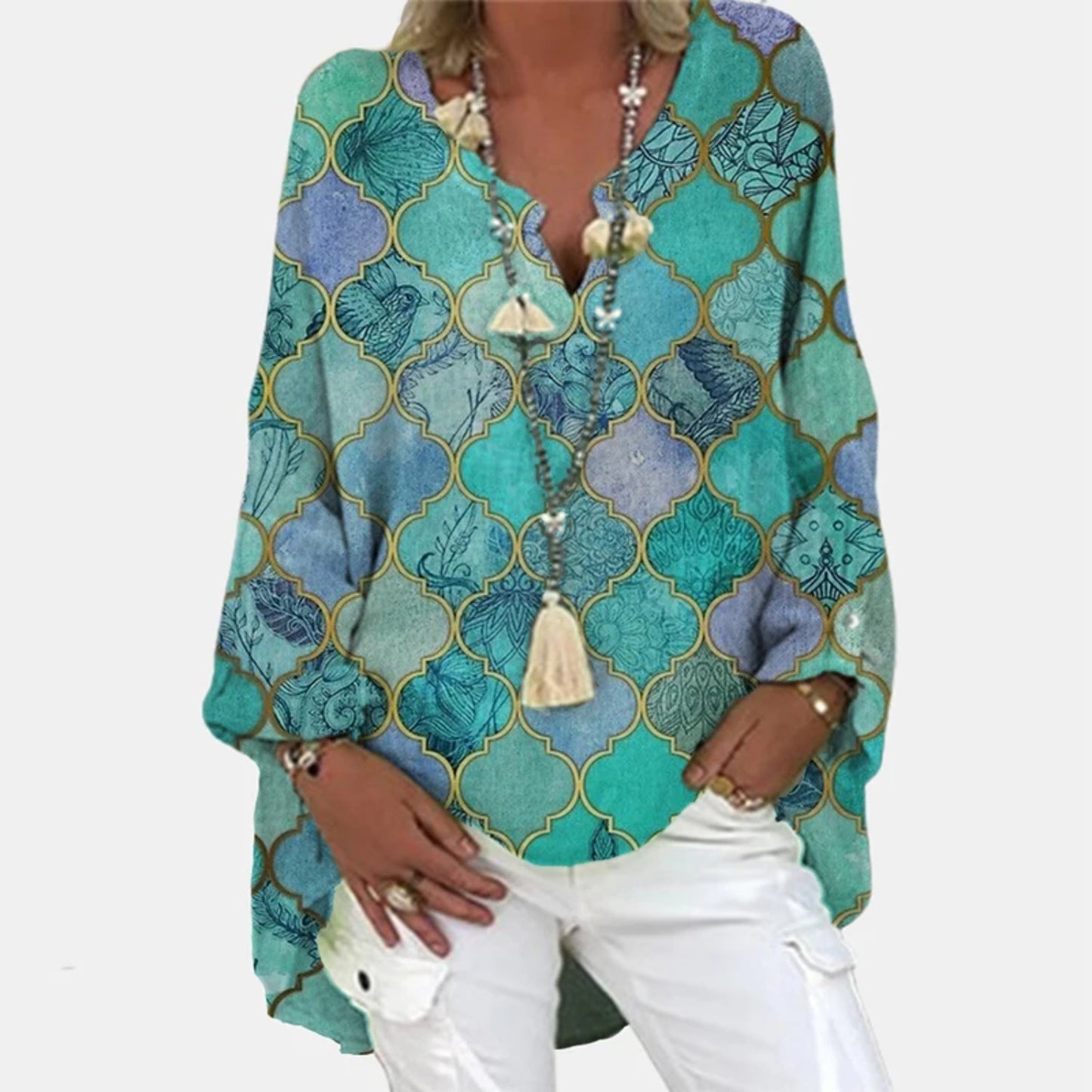 Rosa Bluse von Fudus mit elegantem Rundhalsausschnitt