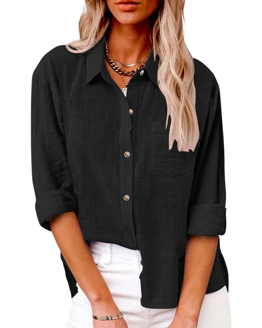 Langärmlige Bluse mit Taschen von Fudus