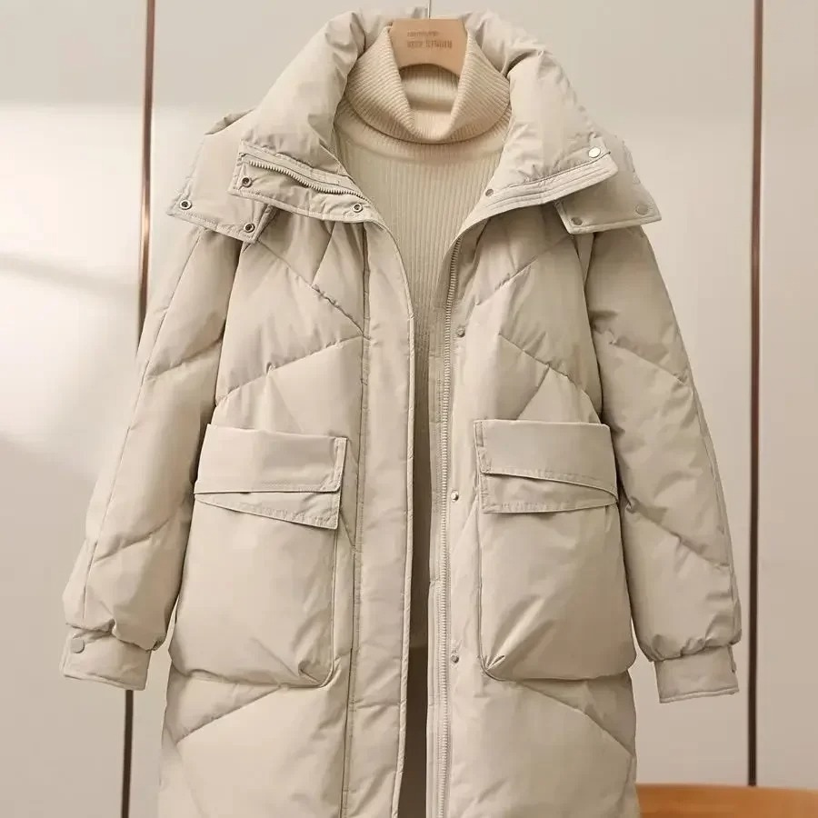 ModeGeist | Stylische Graue Leichte Pufferjacke mit Umlegekragen für Frauen