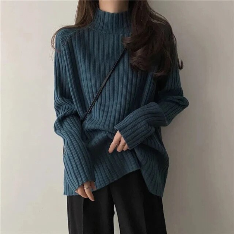 ModeGeist | Pullover mit hohem Kragen für Frauen Lang
