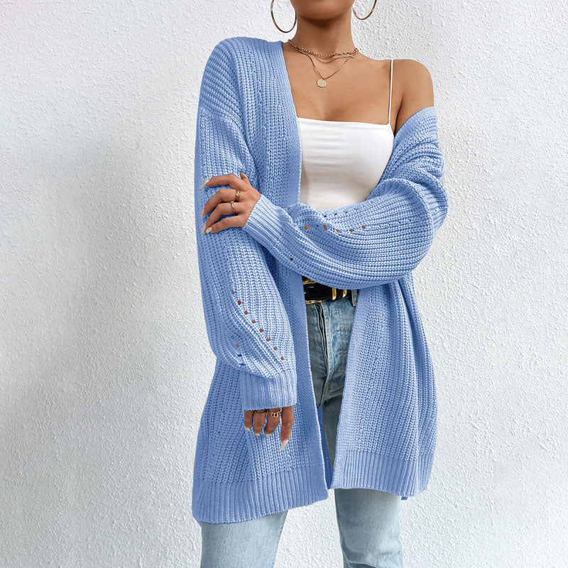 ModeGeist | Einfarbige Elegante Strickjacke mit Taschen