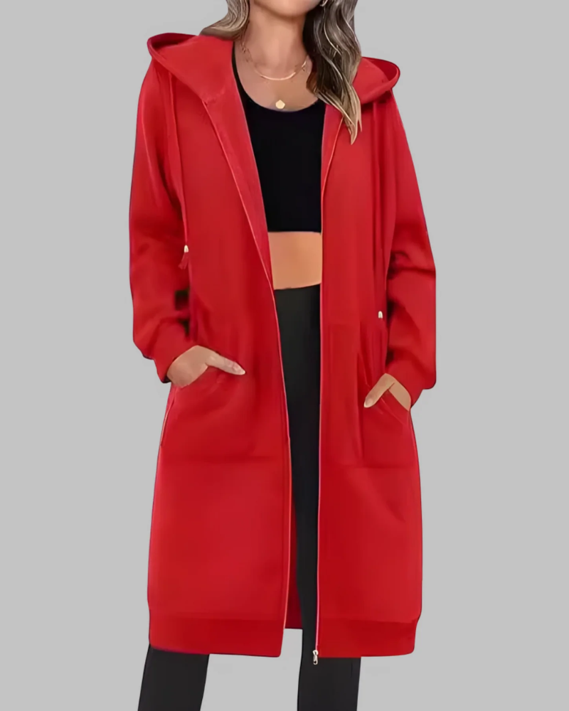 ModeGeist | Lässige Zip-Up Übergroße Lange Jacke