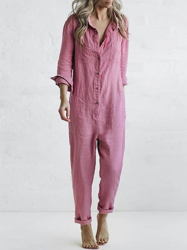 FRIDA: Langarm-Jumpsuit mit Knöpfen