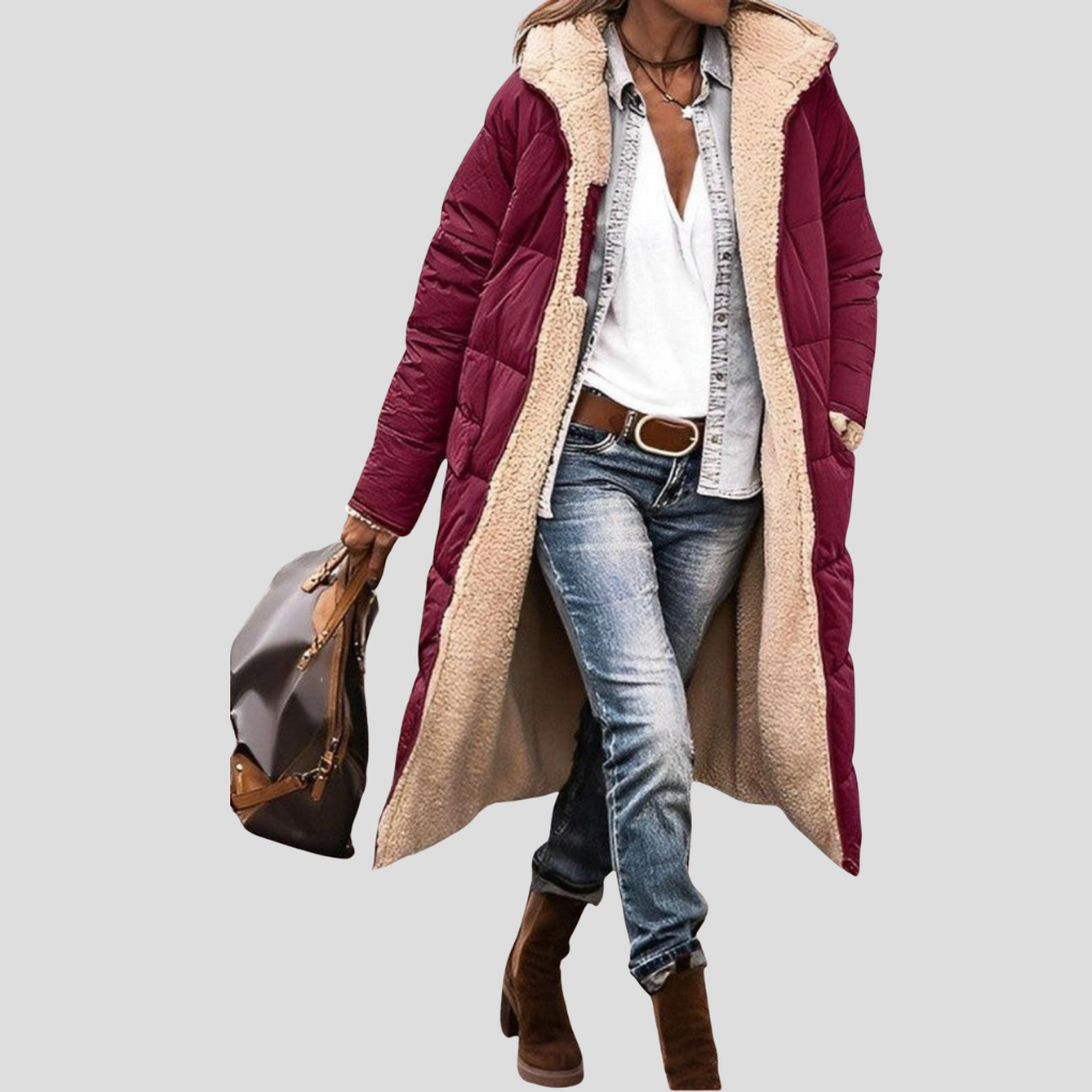 ModeGeist | Langer Wendbarer Wintermantel – mit Kapuze und Teddy Futter
