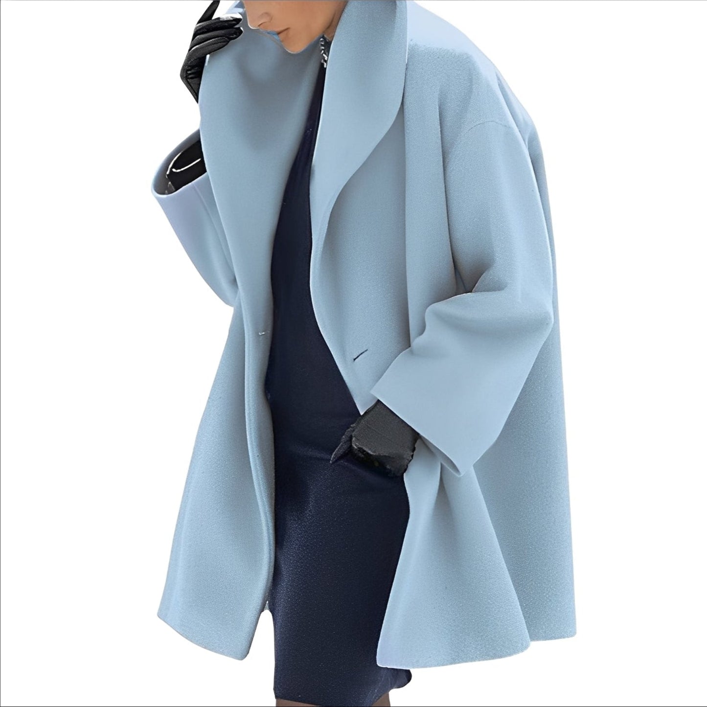 ModeGeist | Eleganter, Weit Geschnittener Wollmantel für Frauen